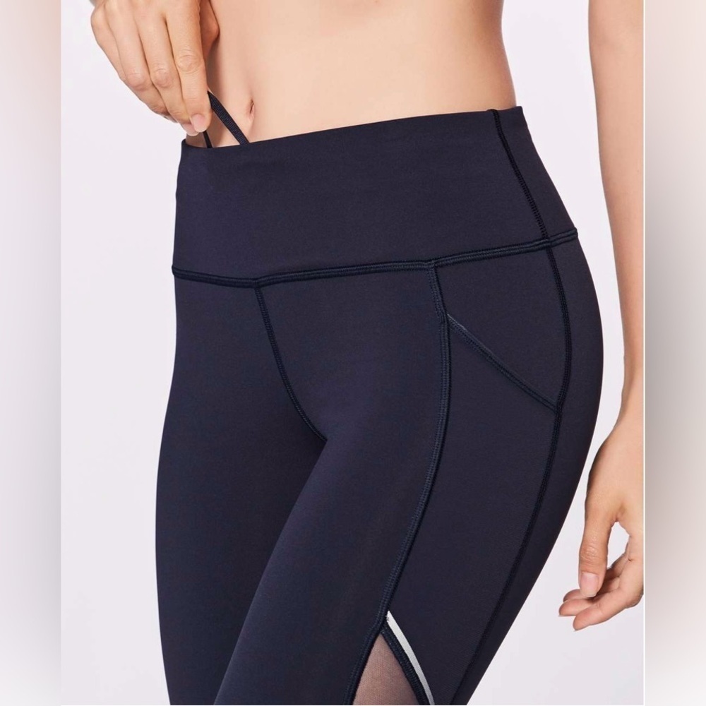 Lululemon Home Stretch Crop (19") Midnight Navy Running Leggings Mesh Pockets 6 - Picture 3 of 14